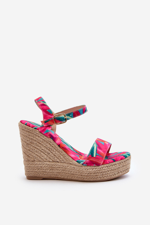 Босоніжки на танкетці з малюнком кольору фуксія Anihazra