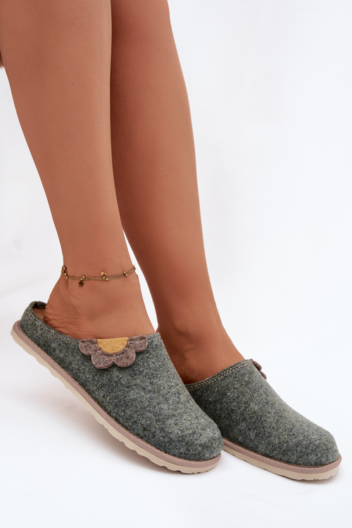 Домашні жіночі шерстяні тапочки Inblu з декоративним квіткою Комфорт і Стиль В Домі CS000043 Зелений