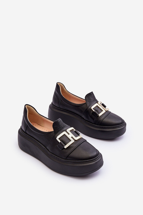 Жіночі шкіряні туфлі на платформі чорні Lewski 3398/2