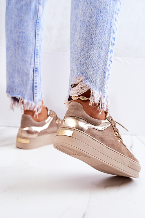 Замшеві спортивні туфлі на платформі Beige Mary Ann