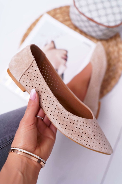 Жіночі балетки Lu Boo ажурні бежеві десертні