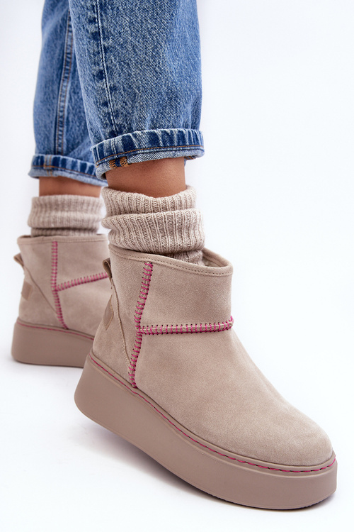 Жіночі замшеві зимові черевики Maciejka 06257-22 світло-бежевий