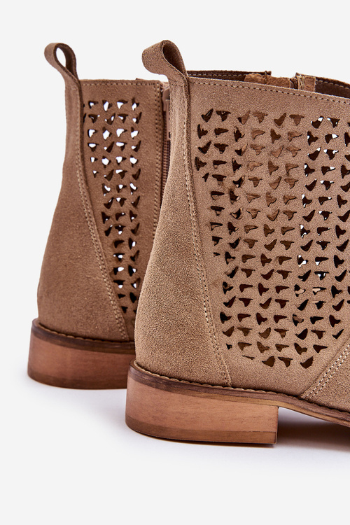 Чоботи замшеві Ніколь 2791/023 Темно-бежевий