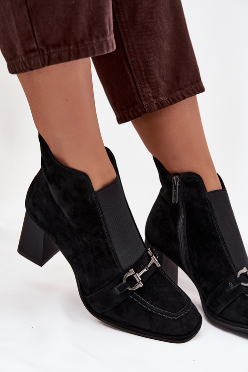 Жіночі ботильйони з натуральної замші на підборах Artiker 57C0124 Чорні