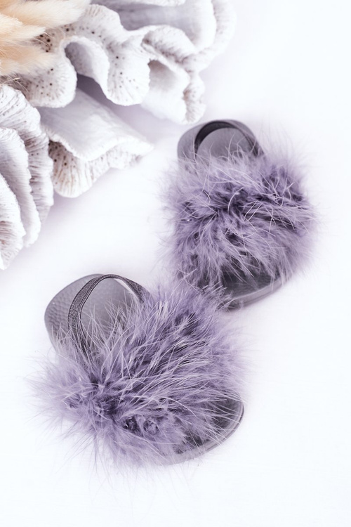 Дитячі гумові тапочки з екохутром світло-сірий Skylar