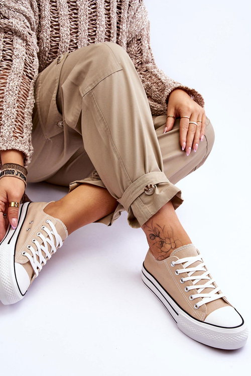 Жіночі кросівки на масивній платформі бежеві Ember