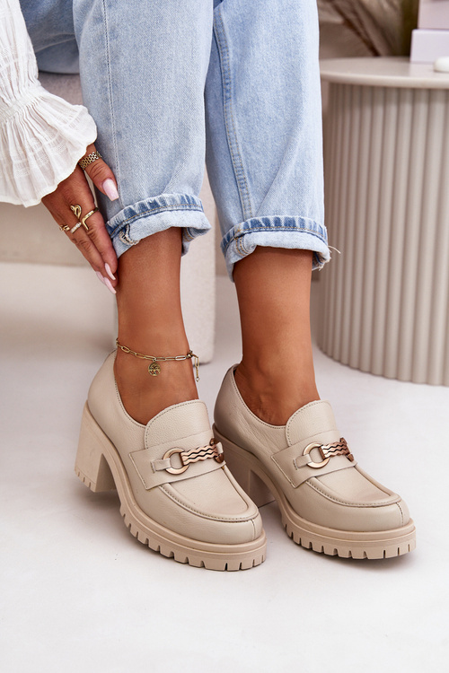 Zazoo 20175 Жіночі туфлі з лакованої шкіри Натуральна шкіра світло-бежевого кольору