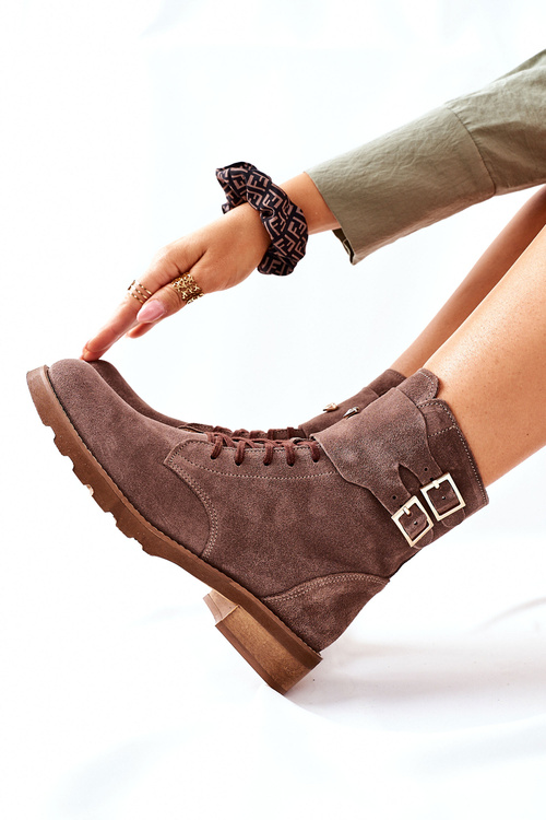 Жіночі шкіряні замшеві чоботи Nicole 2682 Brown