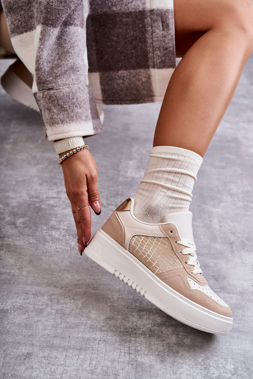 Жіноче низьке спортивне взуття на платформі бежеві Kyllie