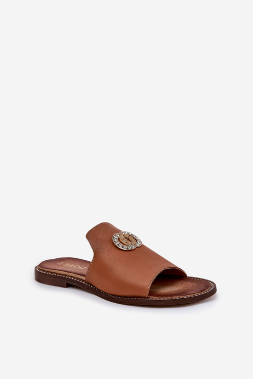 Елегантні Жіночі Шкіряні Сандалі З Декором Zazoo 3008 Camel