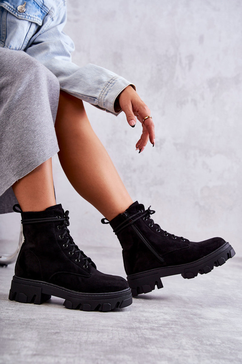 Замшеві теплі черевики Workers Black Darvin