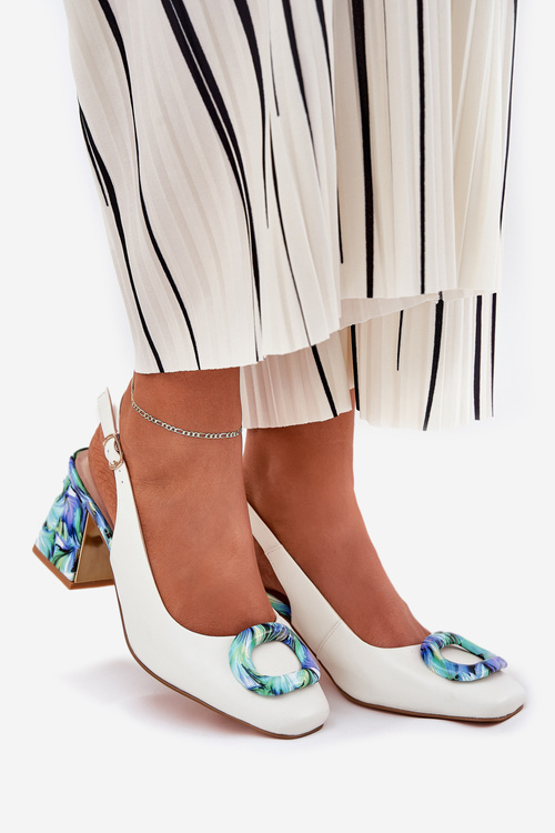 Шкіряні Жіночі Сандалі На Підборах D&A CR51-002 Білі