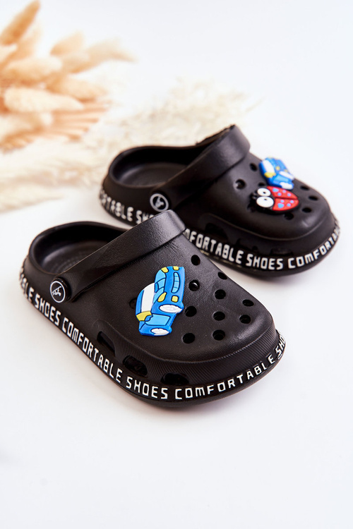 Дитячі світлі тапочки Crocs з декором Black Bertis