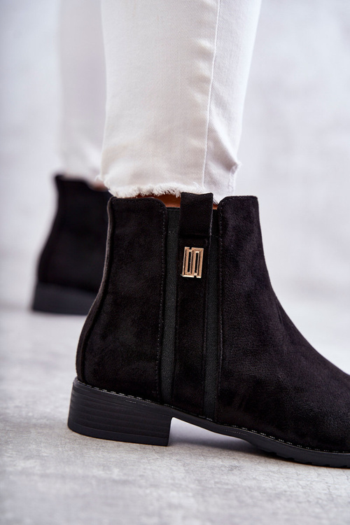 Жіночі замшеві чоботи з орнаментом Чорні Giana