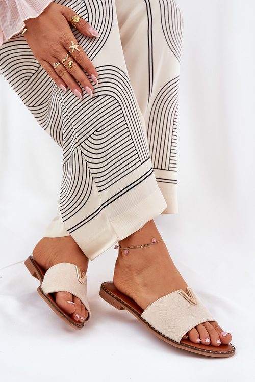 Жіночі Сандалі На Плоскому Каблуці З Декоративними Деталями Бежеві Saliena