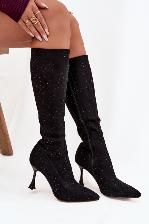 Жіночі чоботи на підборах з оздобленням D&A JC52-883 Чорний