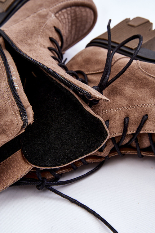 Жіночі замшеві теплі черевики Trapper Яскраво-коричневі Rehin