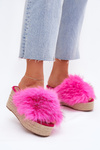 Жіночі Сабо На Каблуку З Пухом І Плетінням Фуксія Вірела