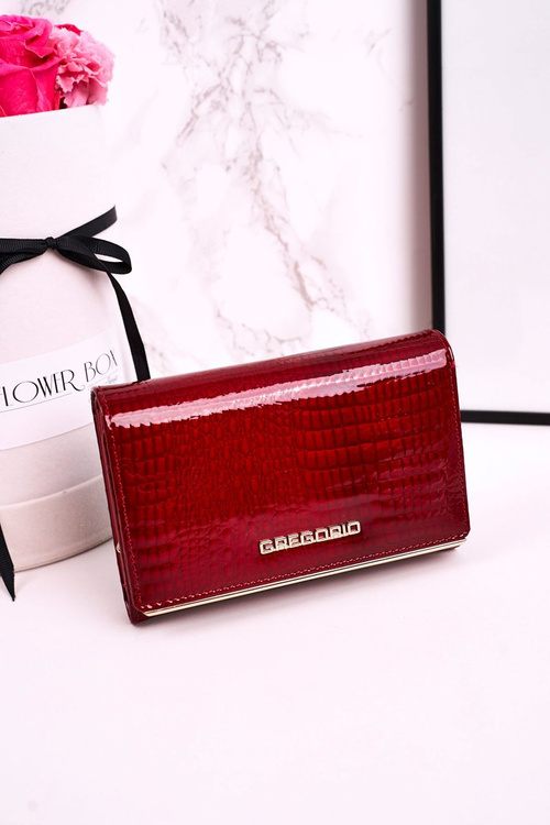 Великий шкіряний жіночий гаманець GREGORIO Shiny Red