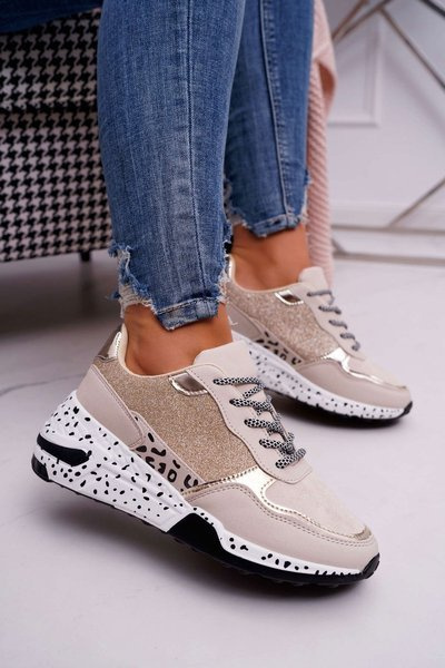 Спортивне жіноче взуття на товстій підошві бежеві Nokien