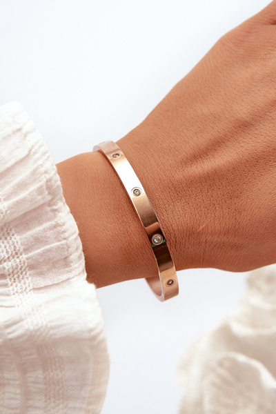 Сталевий браслет із рожевим золотом і цирконієм Лорен