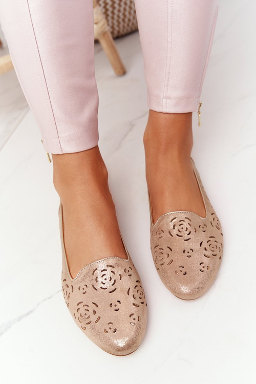 Ажурні жіночі лофери Sergio Leone BL627 Shiny Beige