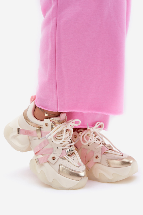 Жіночі Кожані Кросівки На Масивній Підошві GOE RR2N4031 Бежеві