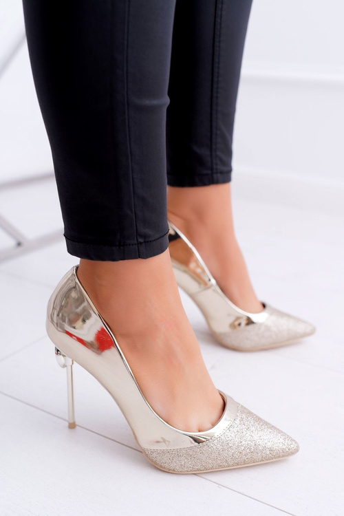 Жіночі золоті туфлі Moreno з парчі