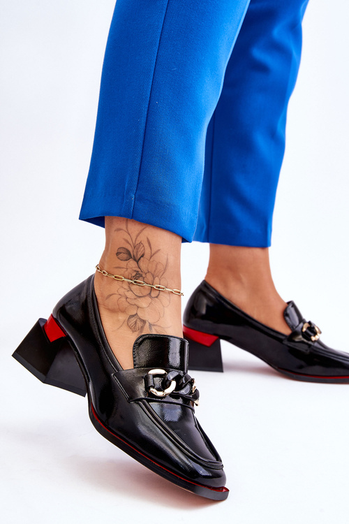 Зручні туфлі на низькому каблуці, чорні Valenti