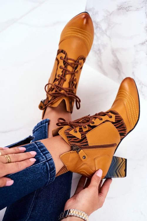 Чоботи жіночі шкіряні кросівки Maciejka Yellow 03194