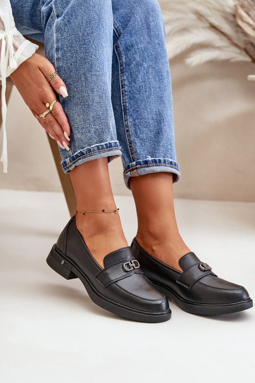 Жіночі мокасини з натуральної шкіри Vinceza 58409 чорного кольору