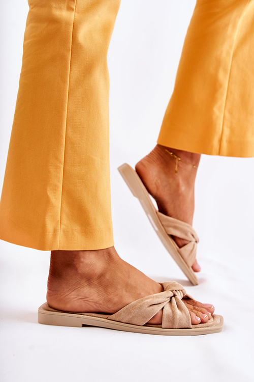 Жіночі модні замшеві тапочки бежеві Lorrie