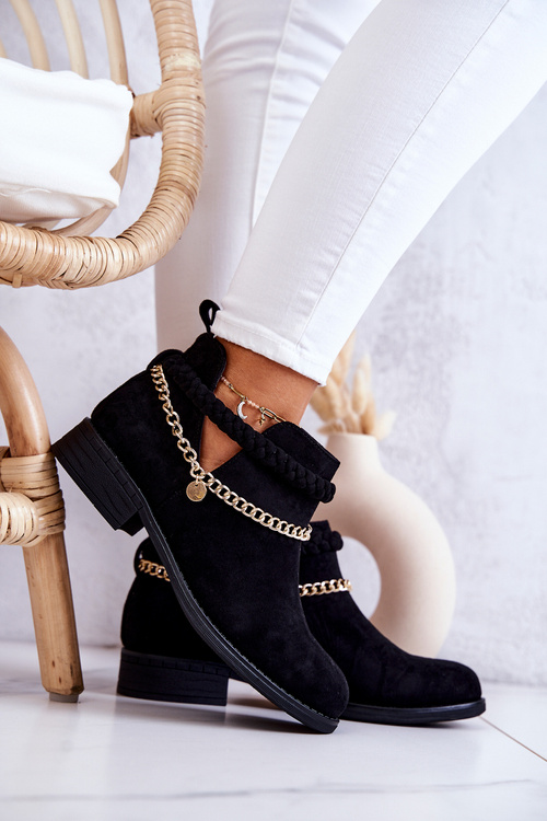 Чорні замшеві черевики з ланцюжком Talitha