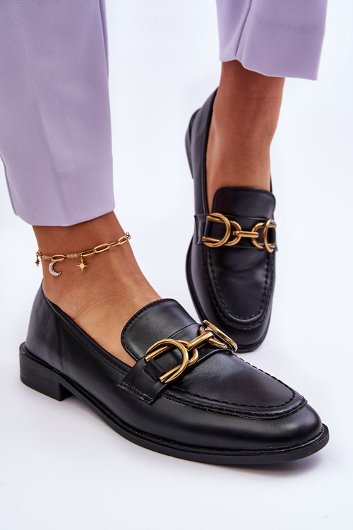 Класичні жіночі лофери Лорієни чорного кольору