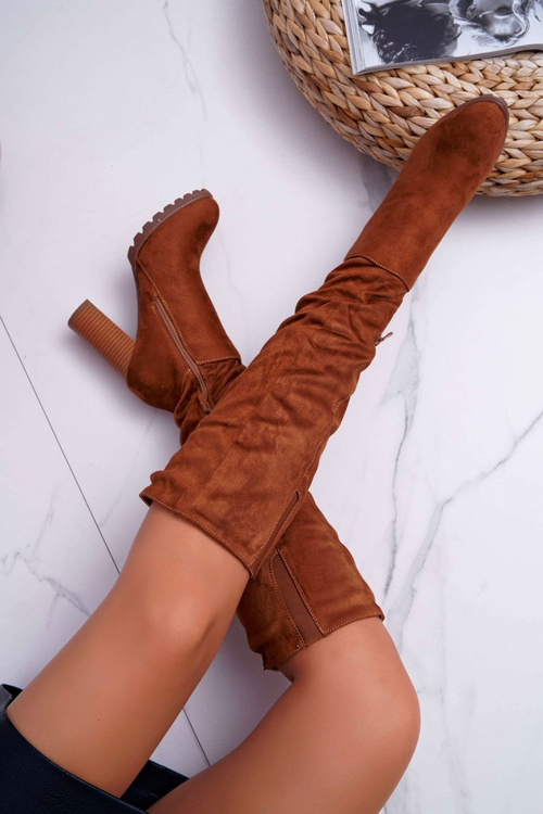 Жіночі чоботи на шпильці замшеві Camel Marion