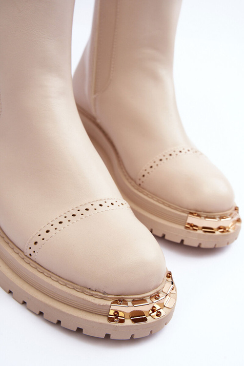 Жіночі шкіряні ботильйони бежеві Nialee