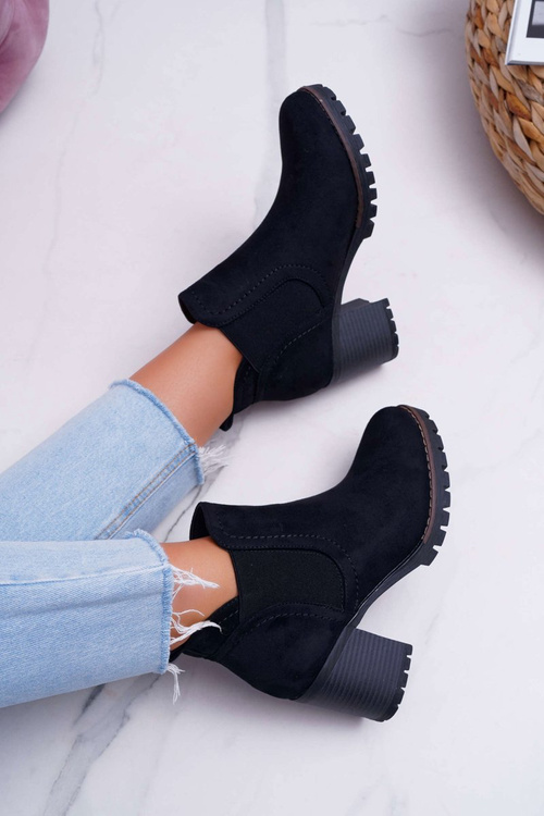 Жіночі чоботи на шпильці замшеві чорні Shanto