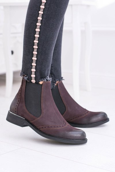 Жіночі темно-бордові шкіряні чоботи на шпильці Fields