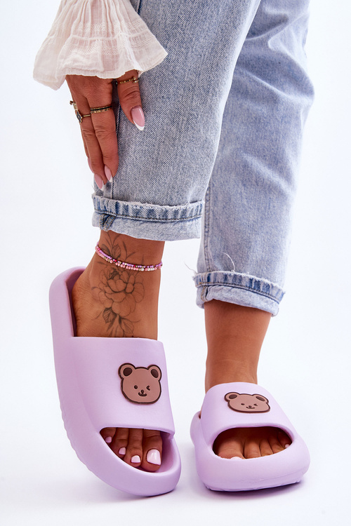 Легкі жіночі поролонові тапочки з плюшевим ведмедиком Violet Lia