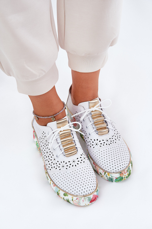 Жіноче Кожане Взуття На Платформі Artiker 56C1800 Біло-Золотий