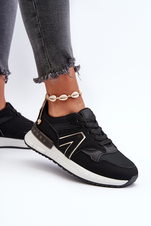 Жіночі кросівки зі штучної шкіри чорного кольору Vinelli