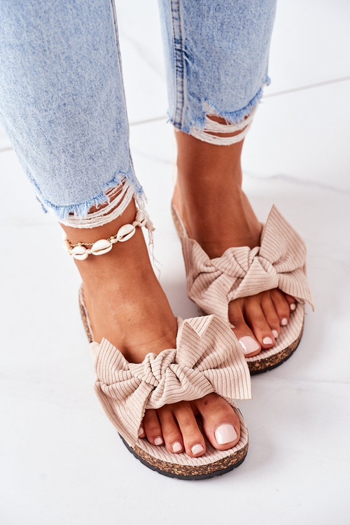 Вельветові тапочки на пробковій підошві Бежеві Summertime