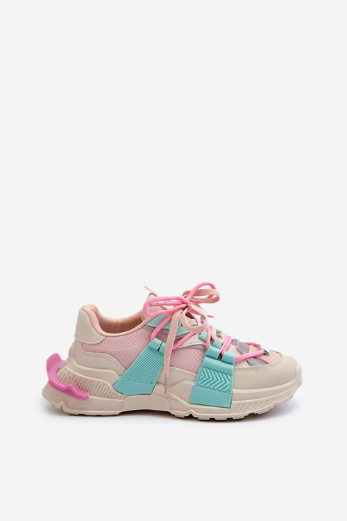Жіноче стильне спортивне взуття на шнурівці Рожево-м'ятний Chillout!