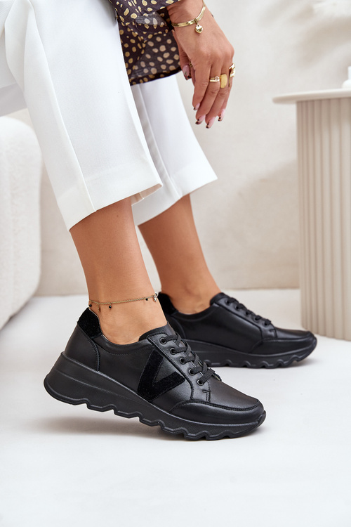 Шкіряне жіноче спортивне взуття Vinceza 7918 Black