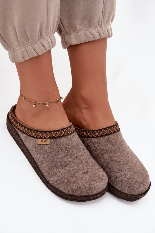 Жіночі тапочки з вишивкою Inblu NL000009 Темно-бежеві