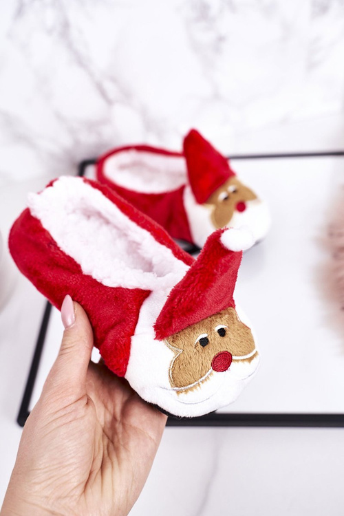 Дитячі новорічні тапочки з Санта-Клаусом2 Red Xmas