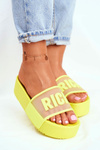Жіночі шльопанці на платформі жовті RICH