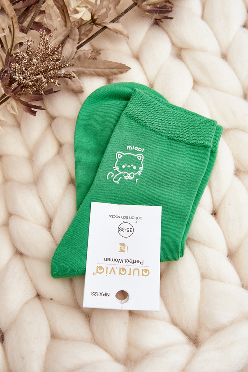 Жіночі однотонні шкарпетки з котячим зеленим