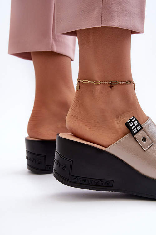 Жіночі босоніжки на танкетці Gold Vleni