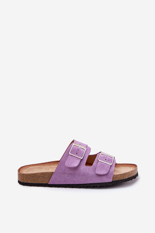 Жіночі Сандалі На Корковій Платформі З Пряжками Фіолетові Evisolla